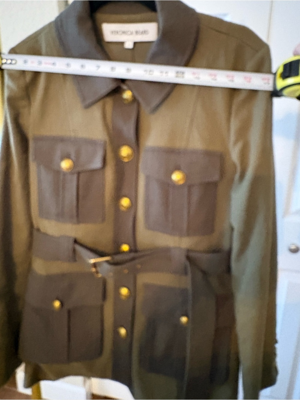 Veronica Beard Sonoma Jacket in Army and Loden Military Utility with Belt Size 8 - Picture 8 of 10